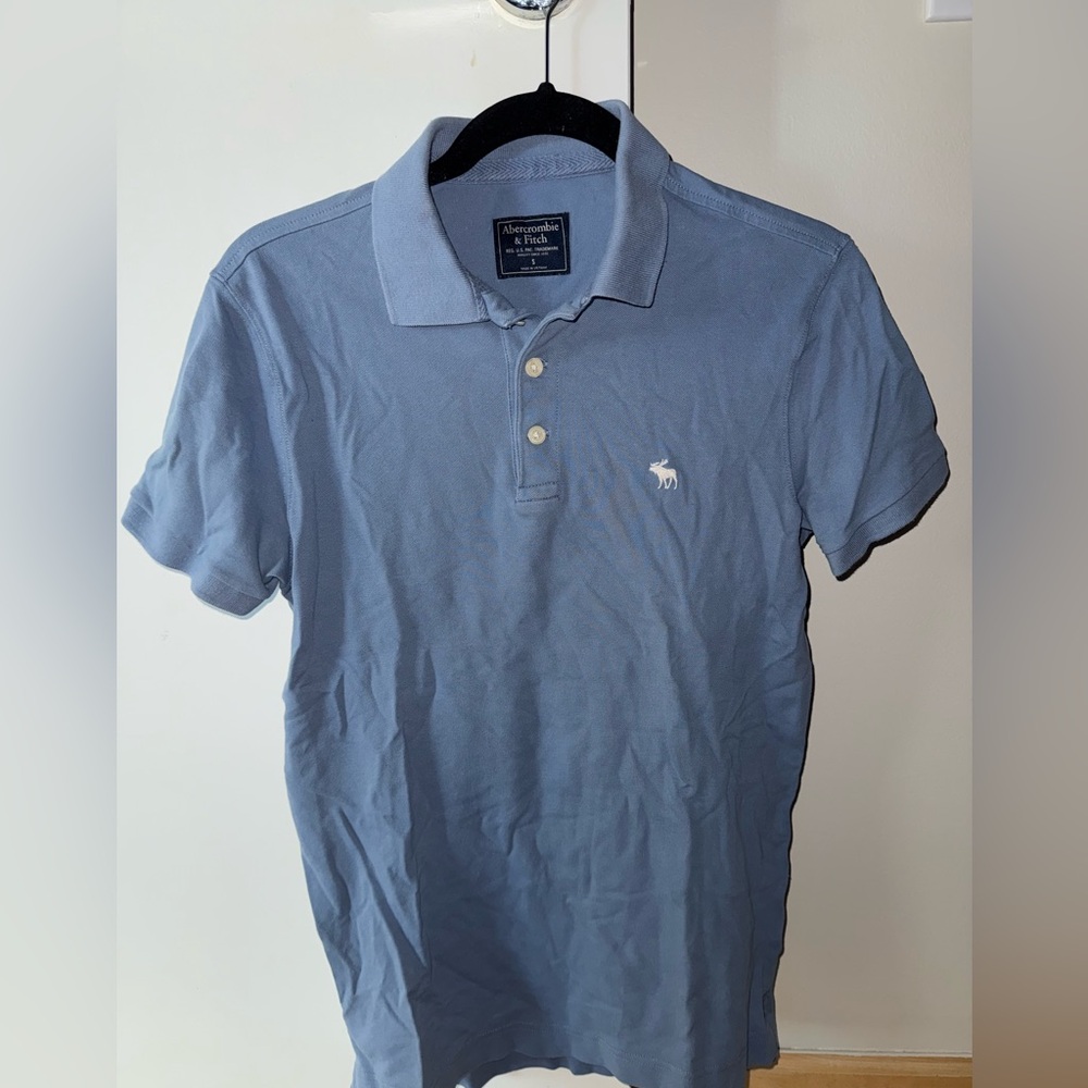 Abercrombie & Fitch Stretch Polo Shirt - Light Blue, Size Small
